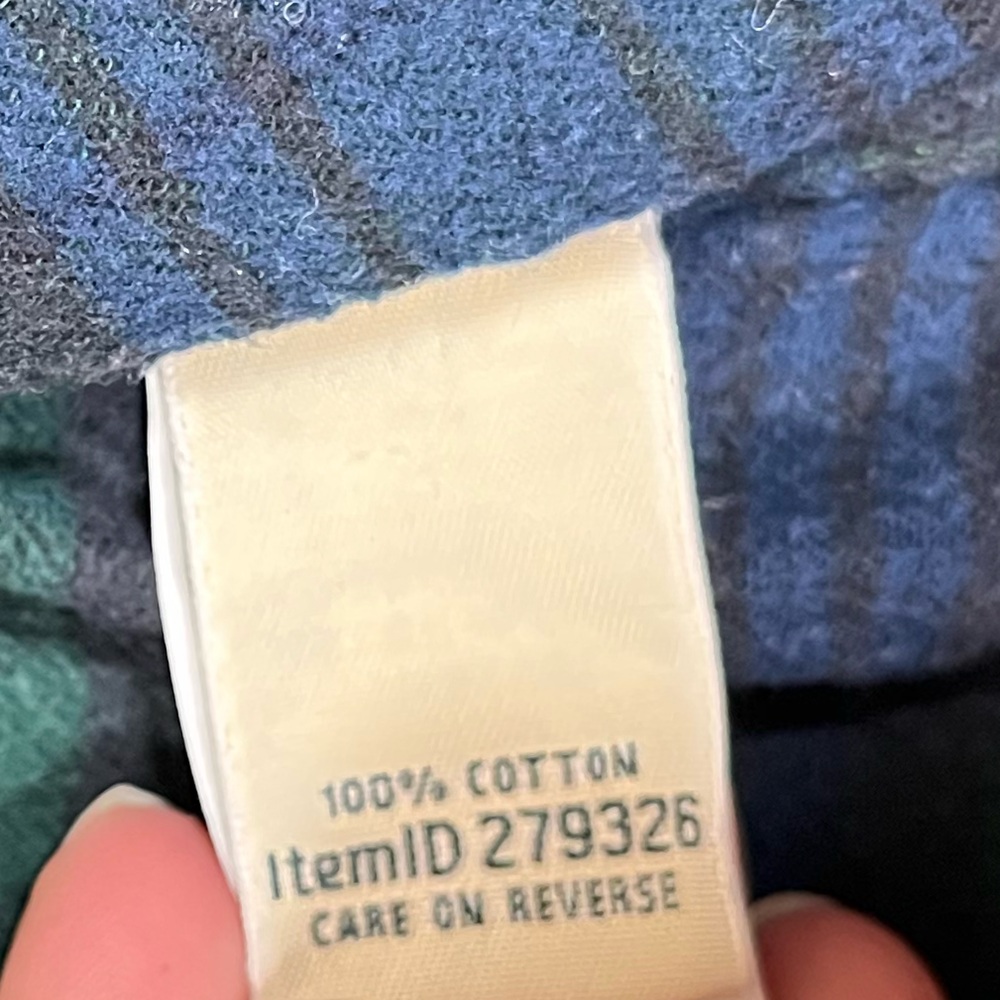 L.L. Bean XSP Blue Green Plaid Flannel Preppy Fall Winter Button Shirt Casual - Picture 6 of 7